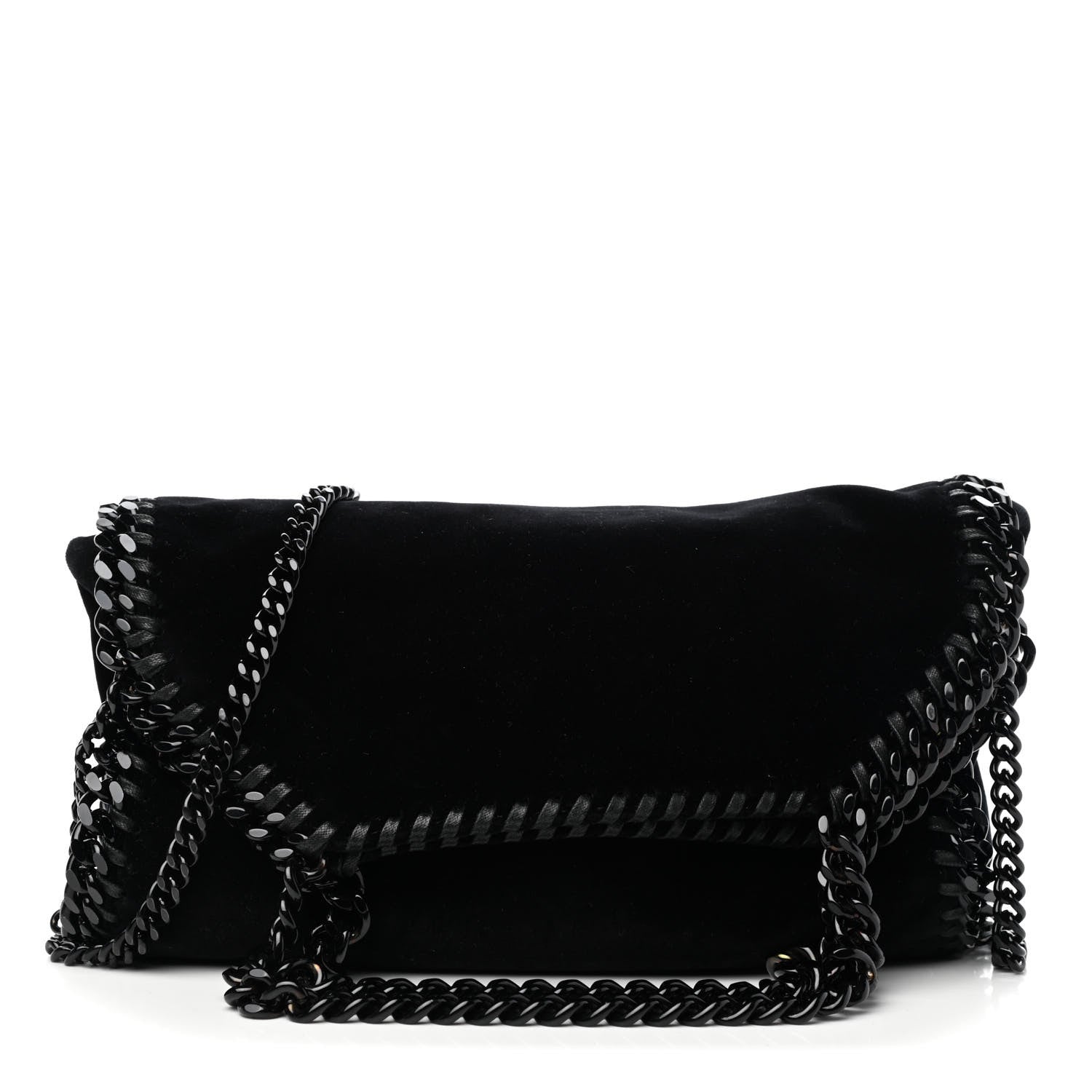 Stella McCartney Velvet Mini Falabella Fold Over Tote Black 1 of 9