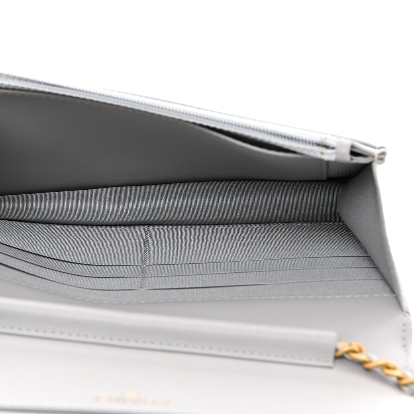 Caviar Quilted Boy Wallet On Chain WOC Grey