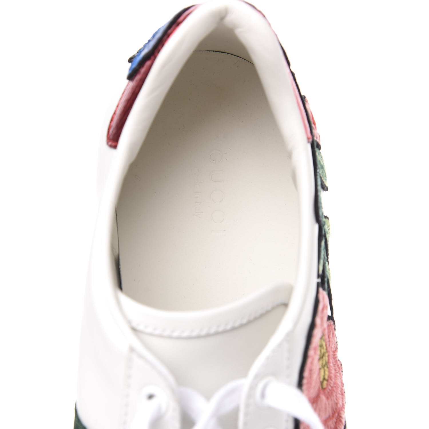 Gucci Calfskin Web Floral Embroidered Womens Ace Sneakers 39.5 White 6 of 10