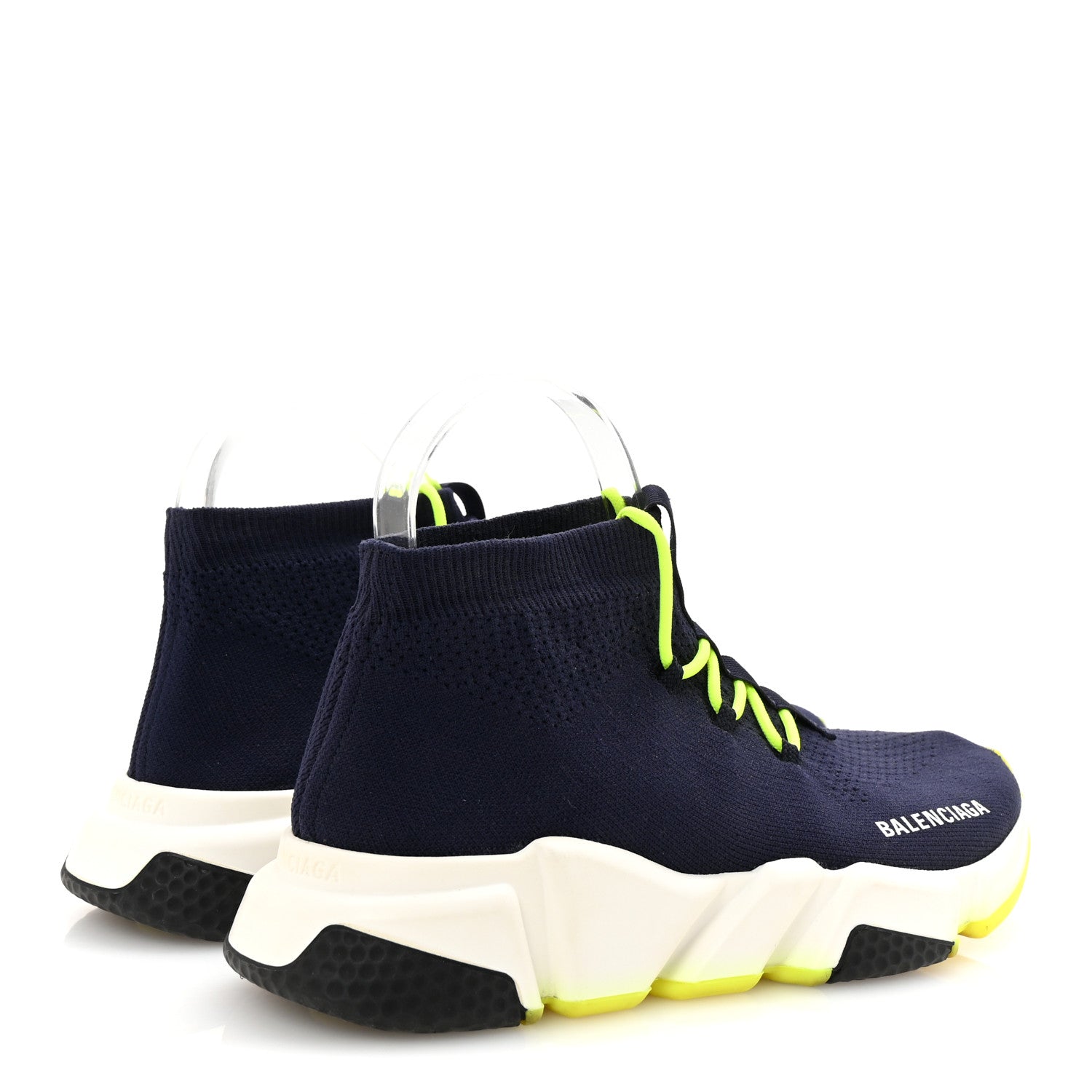 Balenciaga Sweatshirt Knit Womens Speed Lace Up Sneakers 37 Navy 5 of 10