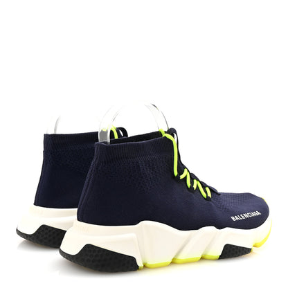 Balenciaga Sweatshirt Knit Womens Speed Lace Up Sneakers 37 Navy 5 of 10