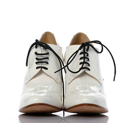 Chanel Patent CC Lace Up Ankle Boots 37.5 White 2 of 8