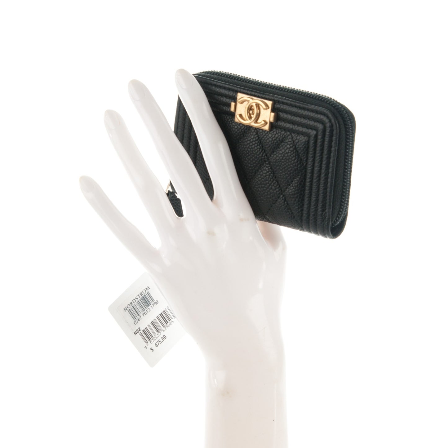 Caviar Quilted Boy Zip Around Coin Purse Wallet Black