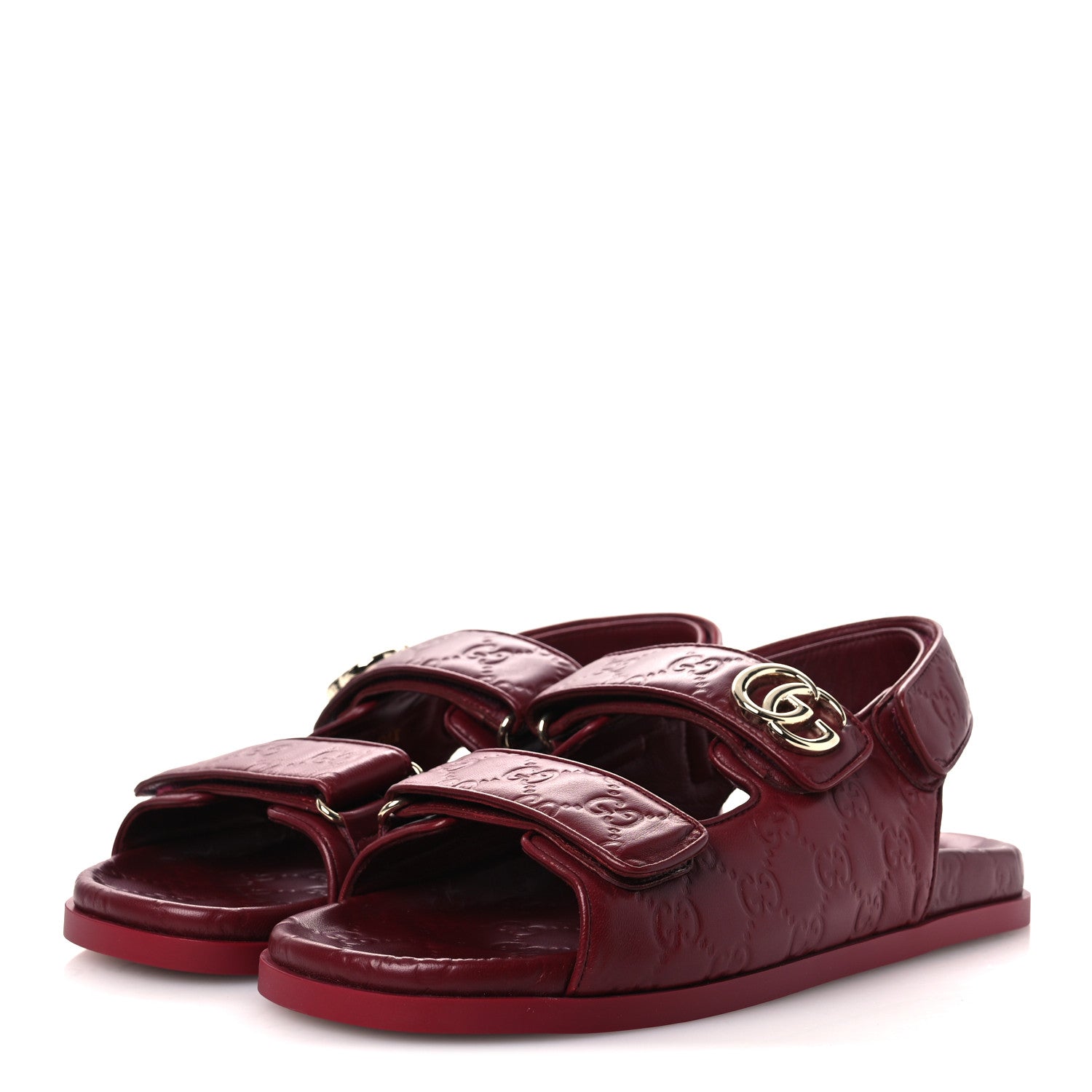 Gucci Guccissima GG Embossed Womens Sandals 40 Rosso Ancora 4 of 12