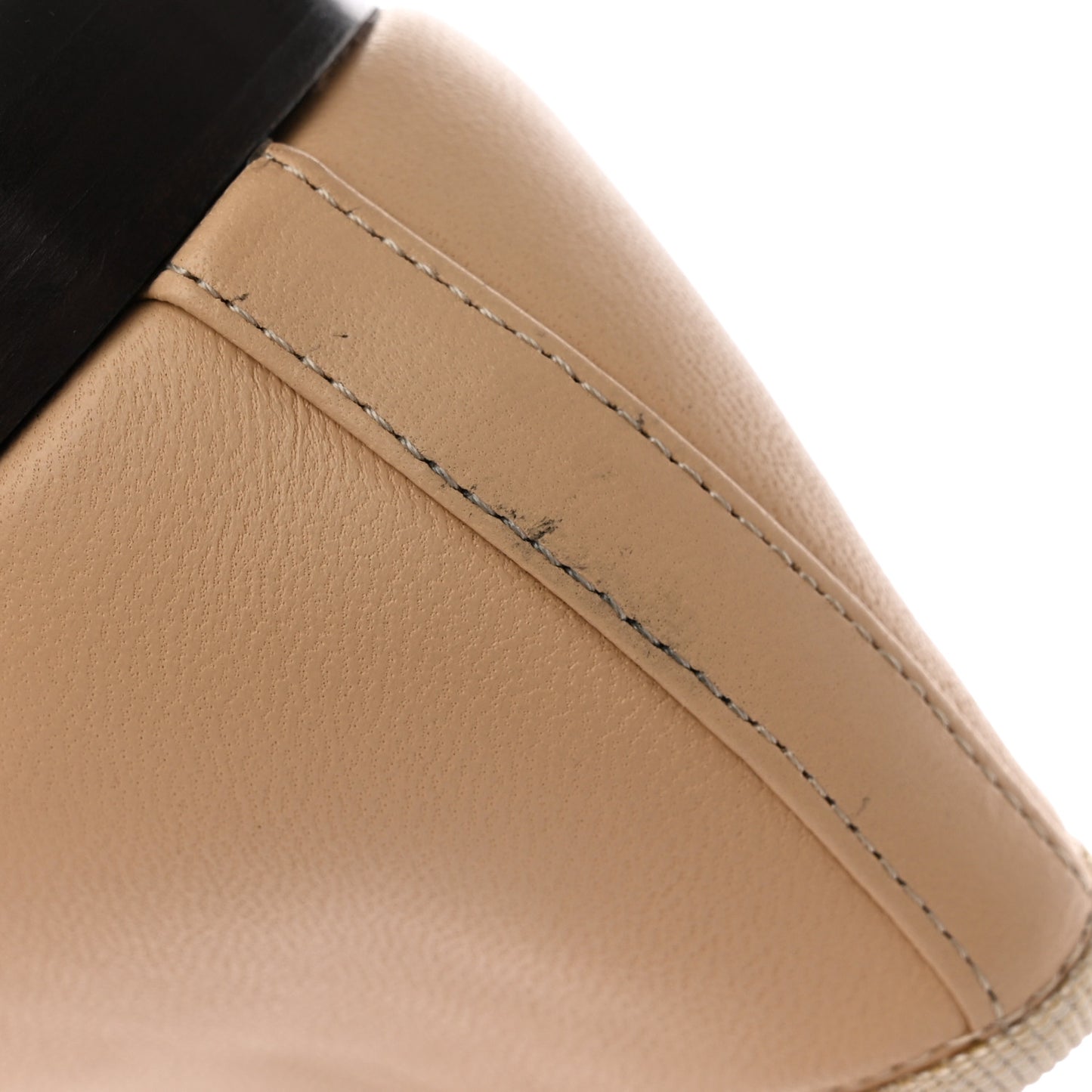 Lambskin Cap Toe Ballerina Flats 39.5 Beige Black