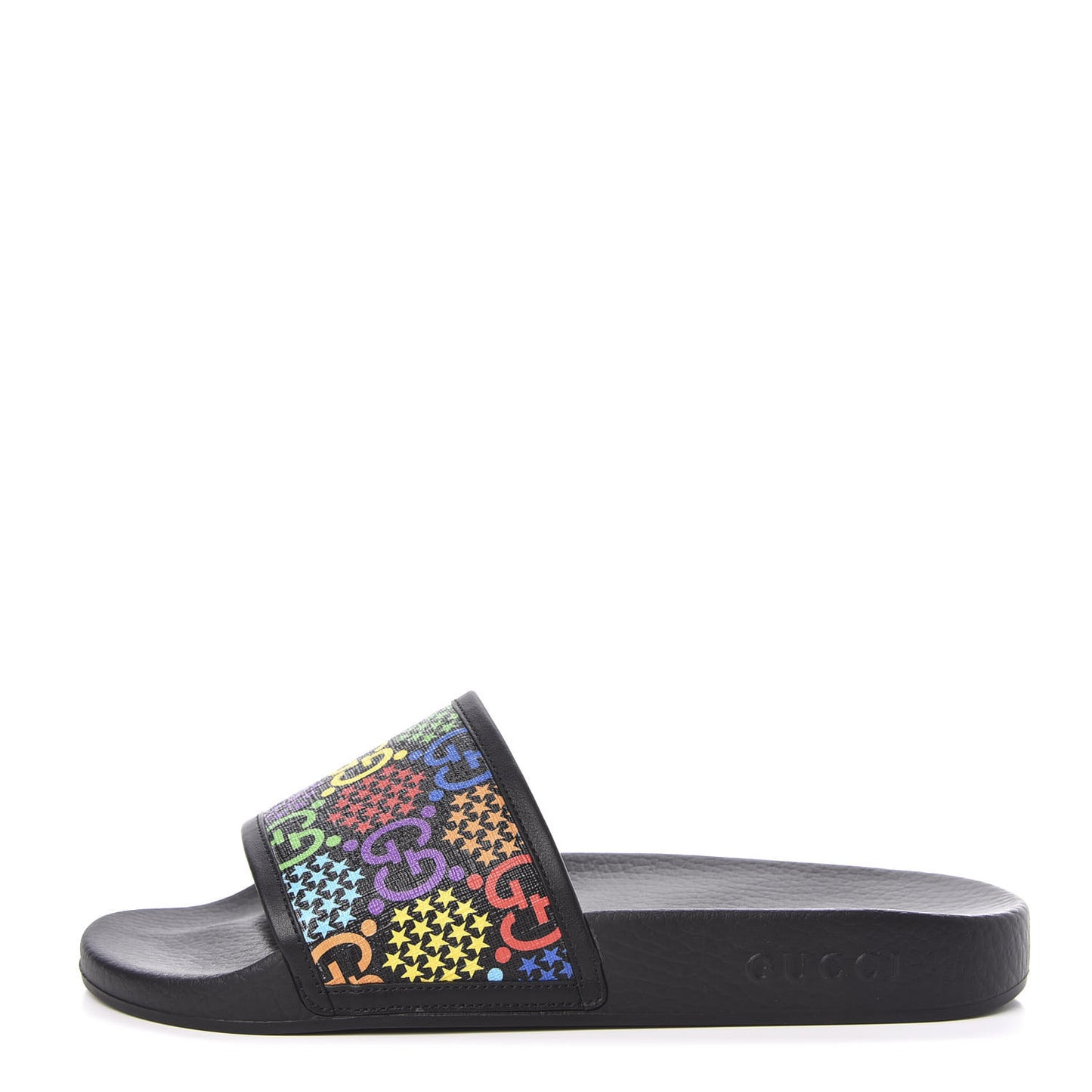 GG Supreme Monogram Psychedelic Mens Slide Sandals 8 Black Multicolor