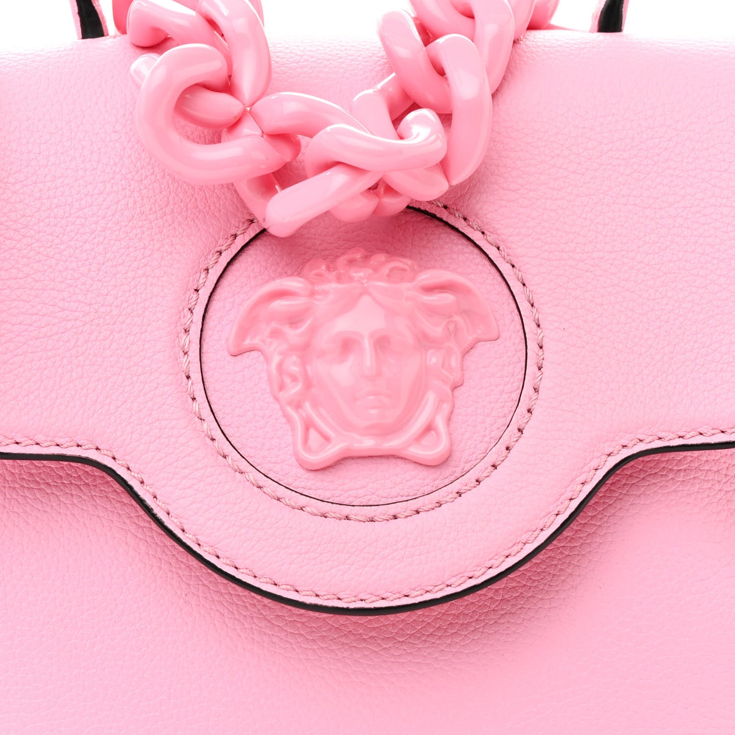 Grained Calfskin Small La Medusa Top Handle Bag Pink
