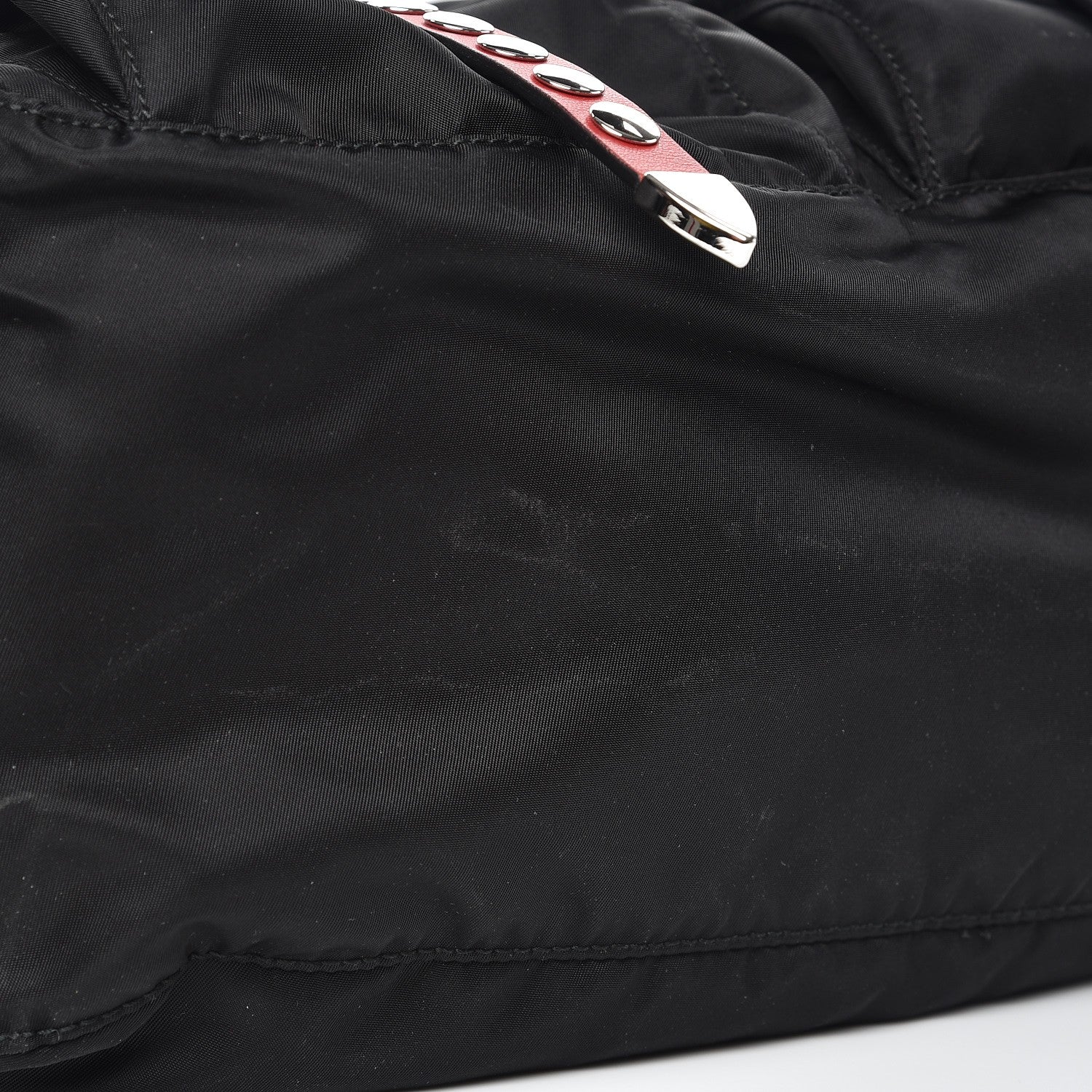 Prada Nylon New Vela Studded Messenger Black Fuoco 7 of 8