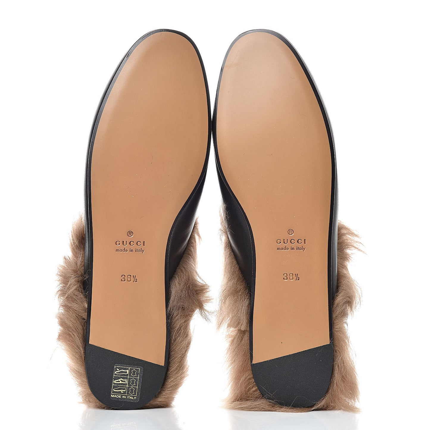 Calfskin Lambswool Tiger Embroidered Womens Princetown Slippers 38.5 Black