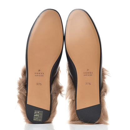 Gucci Calfskin Lambswool Tiger Embroidered Womens Princetown Slippers 38.5 Black 5 of 9