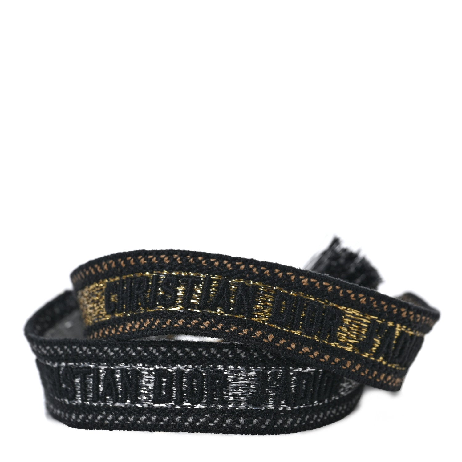 Christian Dior Woven Cotton J'Adior Friendship Bracelet Set Gold Silver 1 of 5