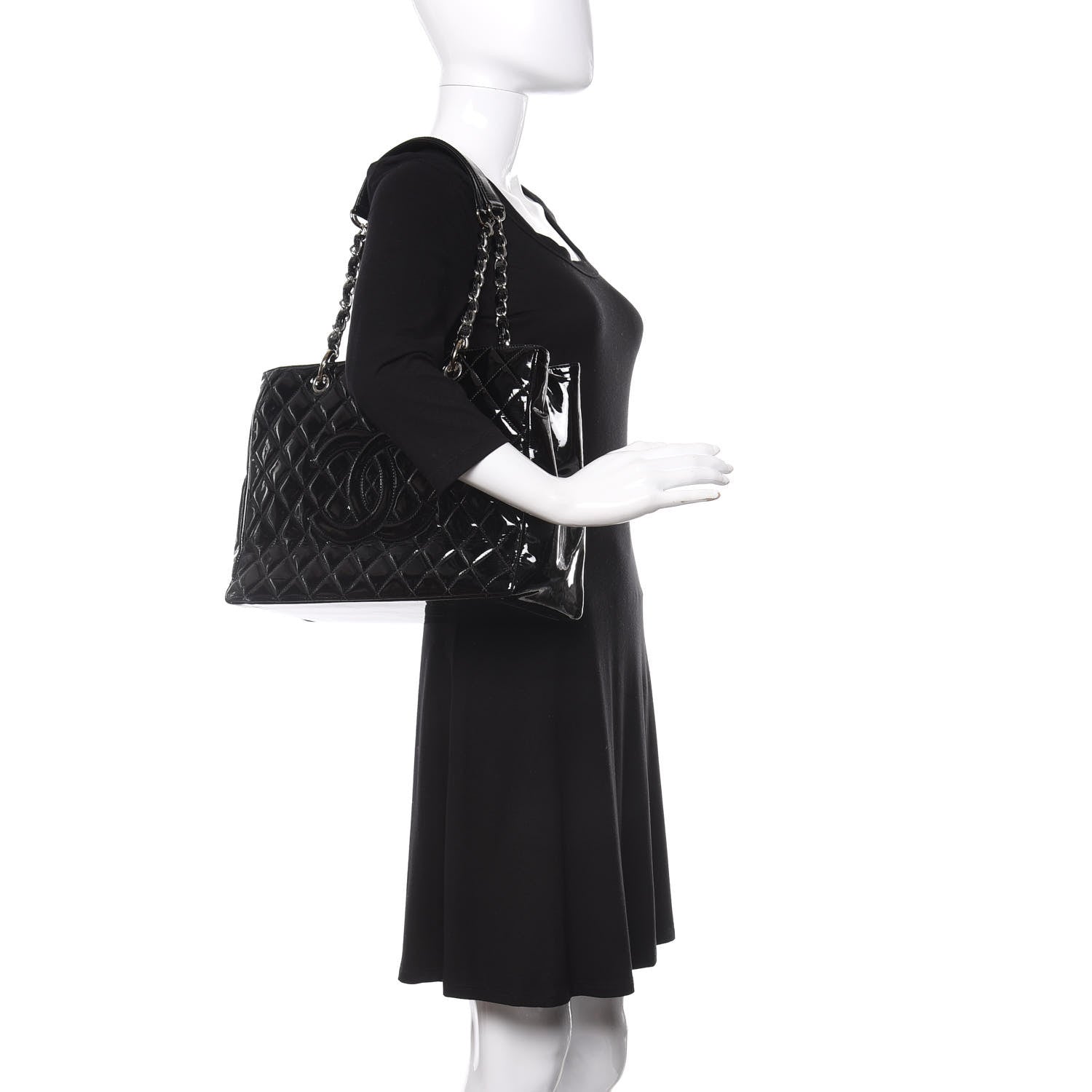 Chanel Patent Grand Shopping Tote GST Black 2 of 13