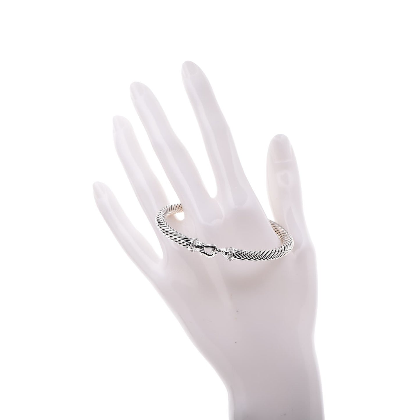 Sterling Silver Diamond 5mm Cable Buckle Bracelet