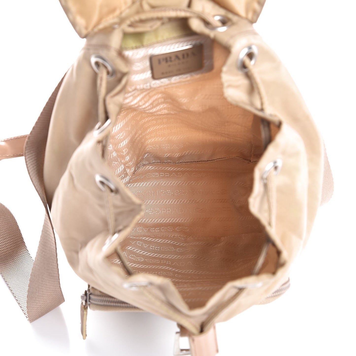 Nylon Vela Mini Cinch Backpack Beige
