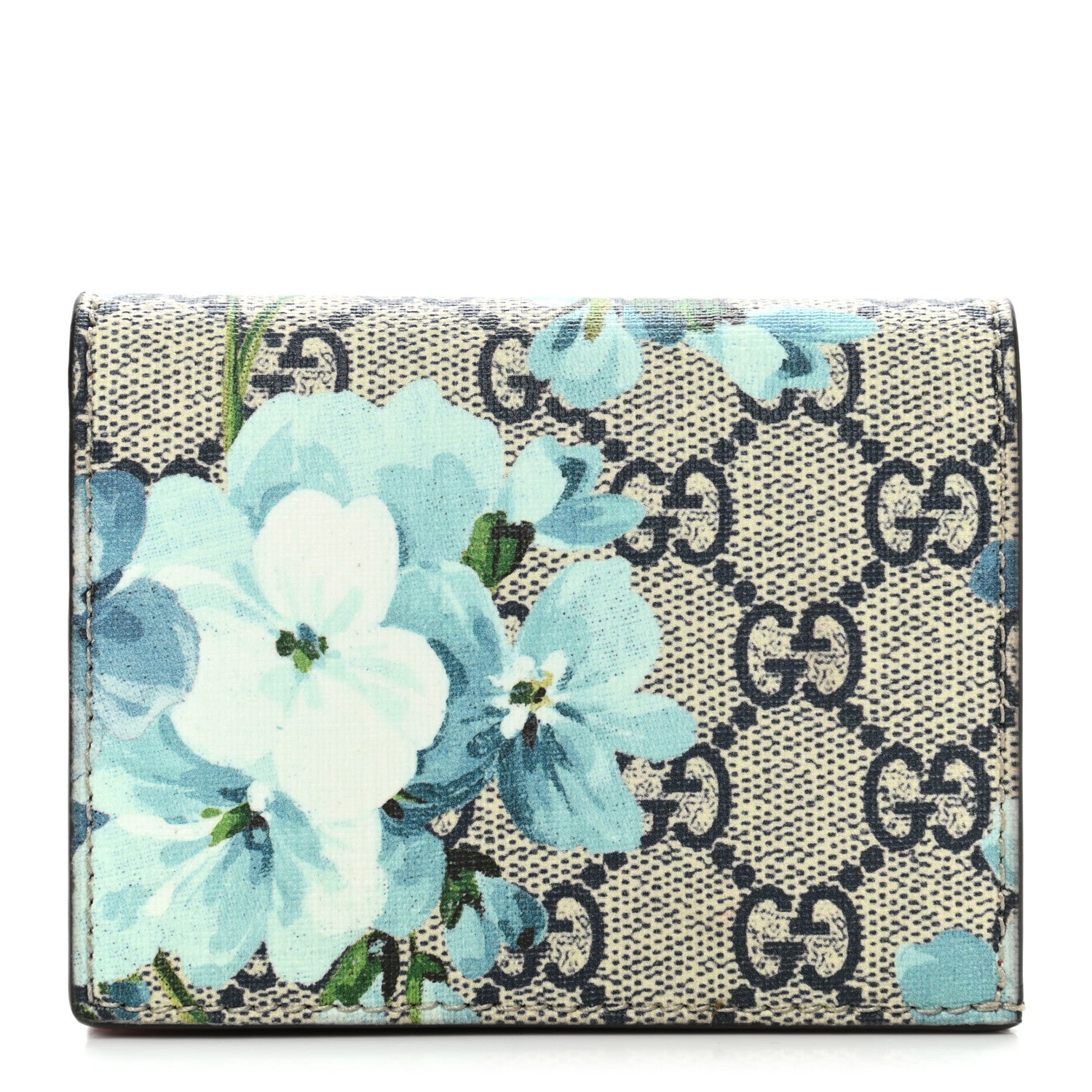Gucci GG Supreme Monogram Blooms Card Case Beige Blue Navy Hibiscus Red 1 of 8