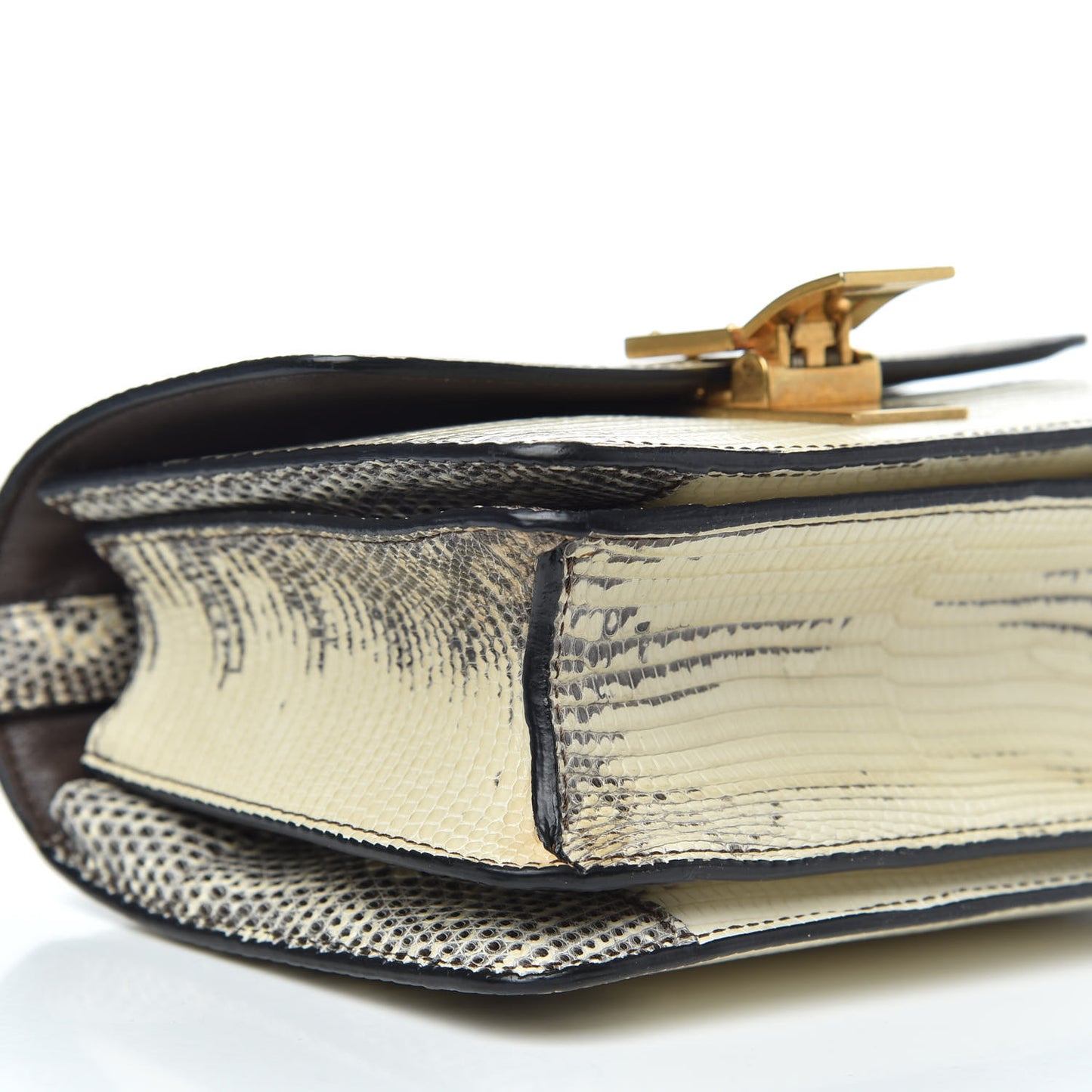 Lizard Small Classic Box Flap Bag Natural