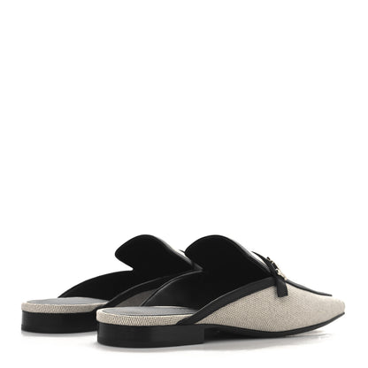 Hermes Canvas Calfskin Womens Groupie Mules 39.5 Prunoir Black 5 of 9