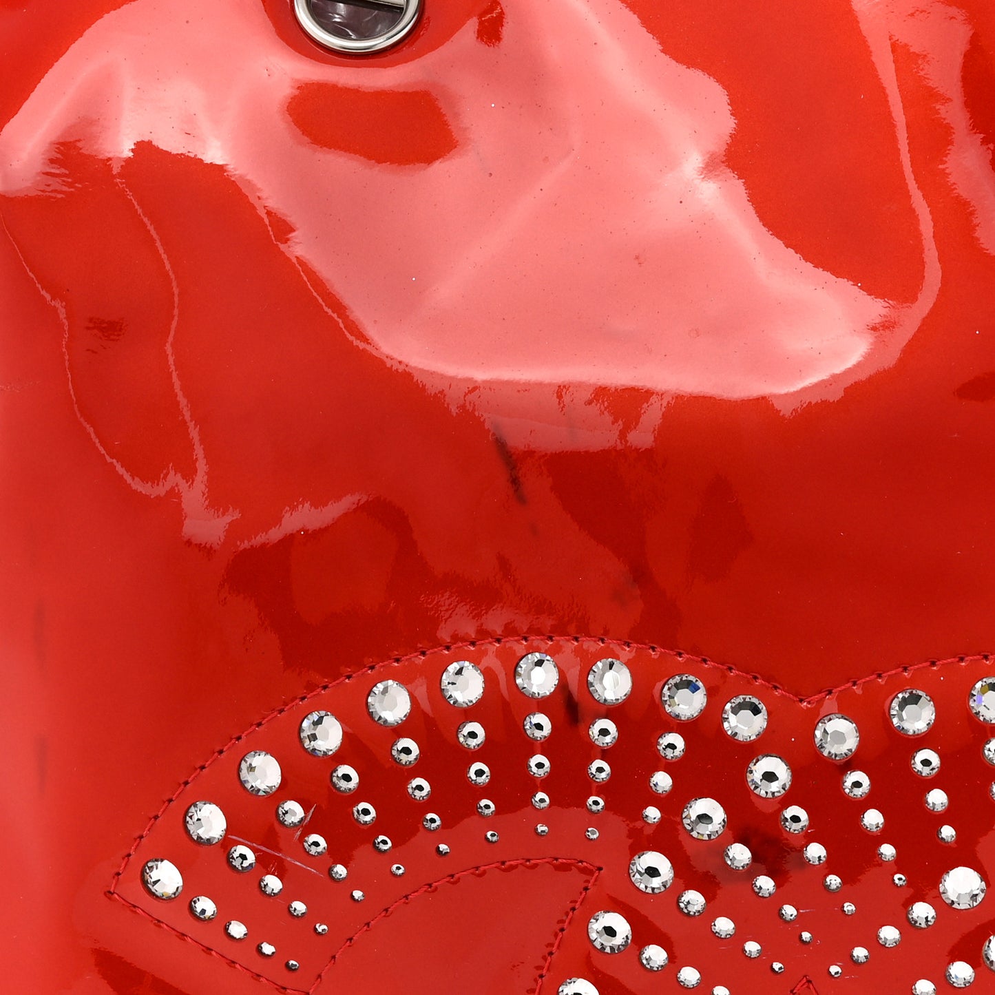 Patent Crystal Strass Bonbons Tote Red