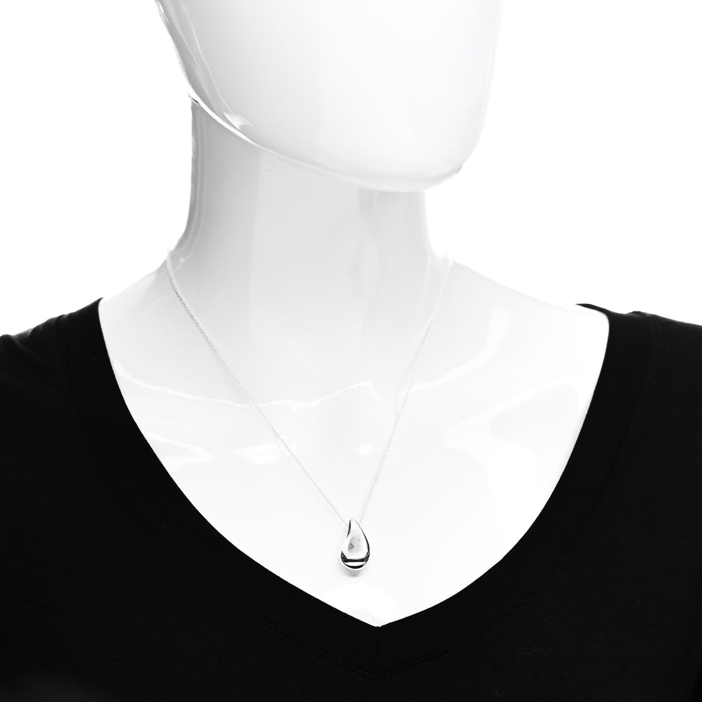 Sterling Silver 22mm Elsa Peretti Tear Drop Pendant Necklace