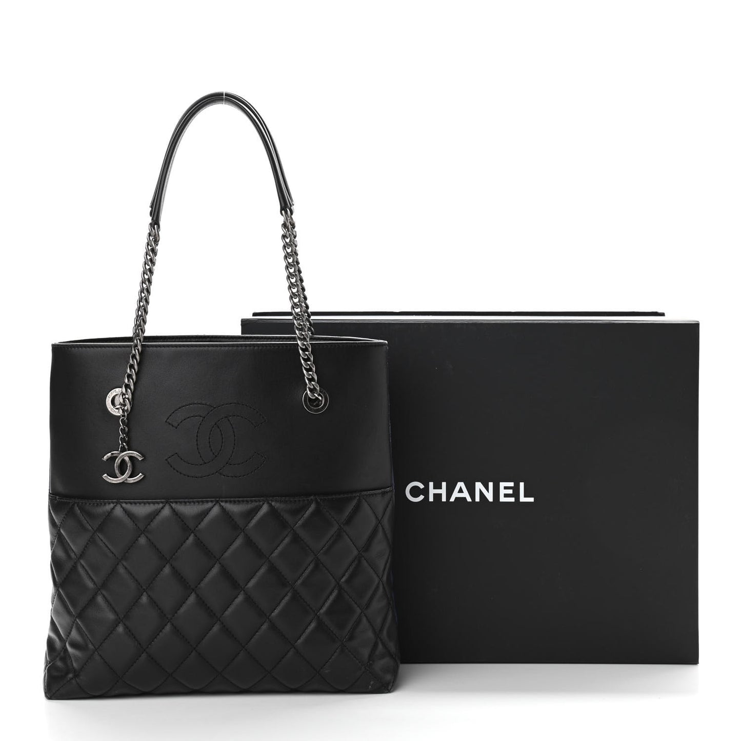 Lambskin Quilted Small Urban Delight Tote Black Blue