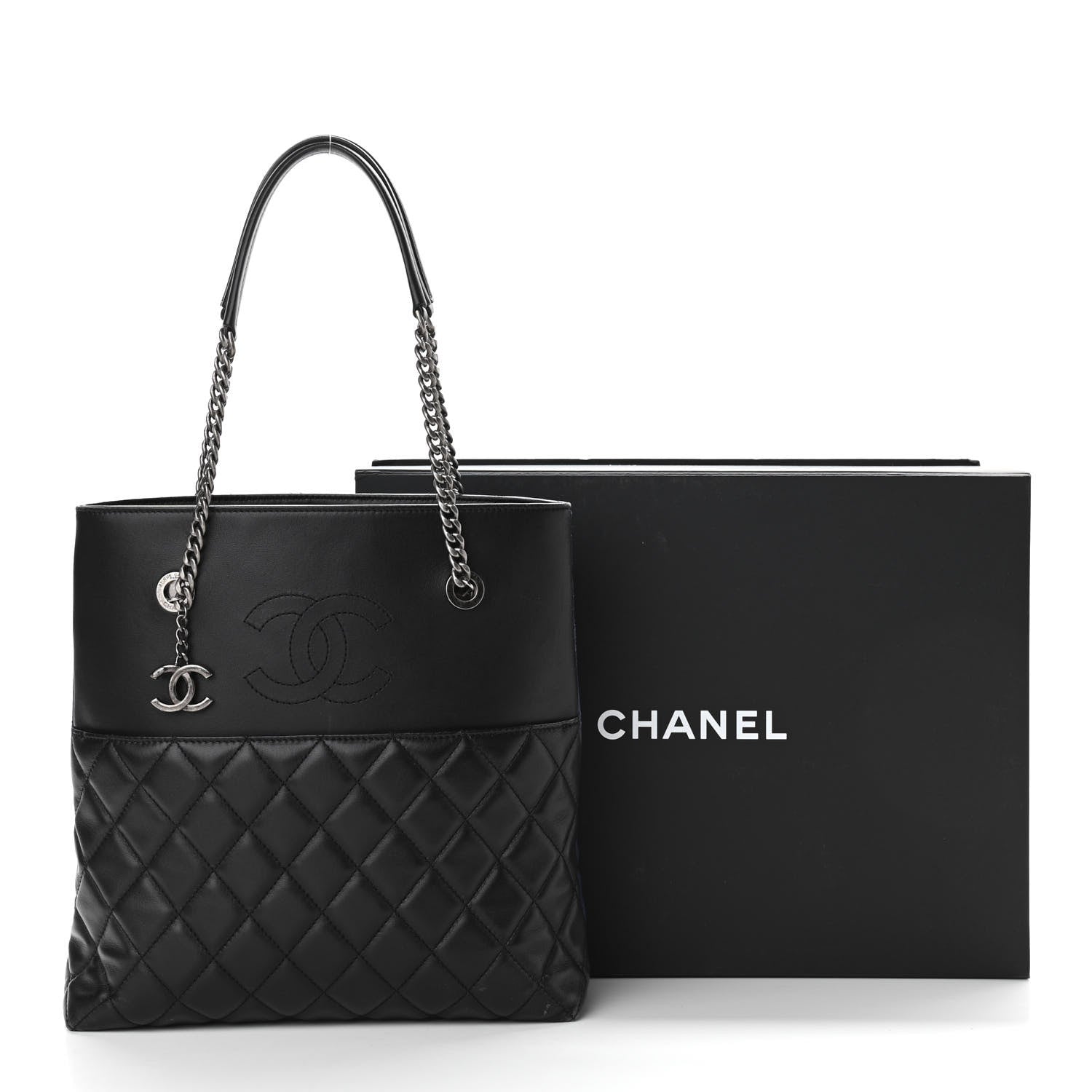 Chanel Lambskin Quilted Small Urban Delight Tote Black Blue 15 of 15