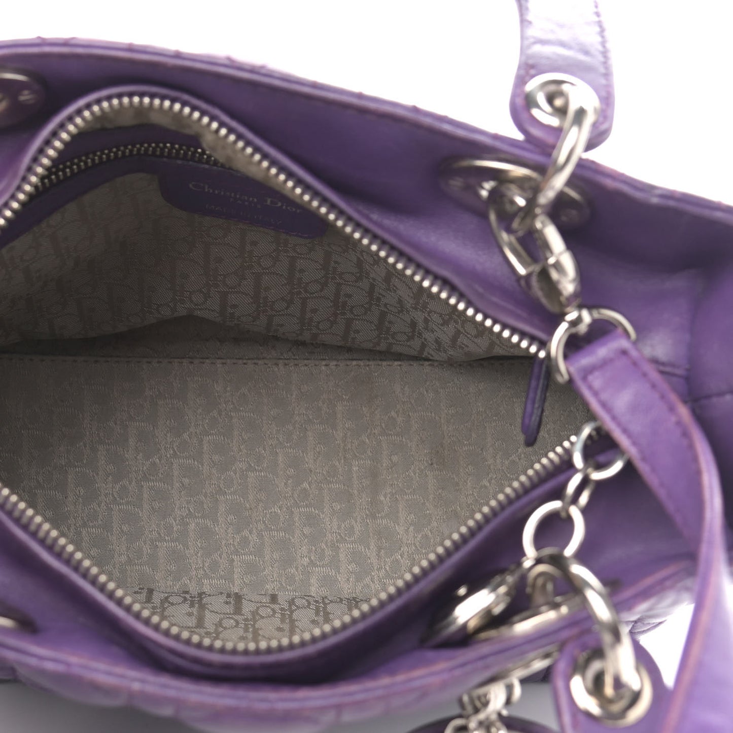 Lambskin Cannage Medium Lady Dior Purple