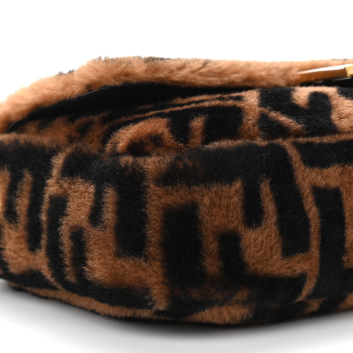 Shearling Vitello Dolce Macro FF 1974 Baguette Tobacco Black