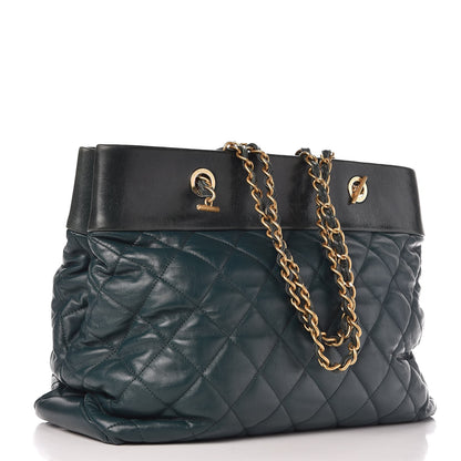 Chanel Calfskin Quilted Large Soft Elegance Tote Green 3 of 12