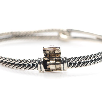 David Yurman Sterling Silver Diamond 7mm Petite Pave Single Loop Labyrinth Bracelet 4 of 5