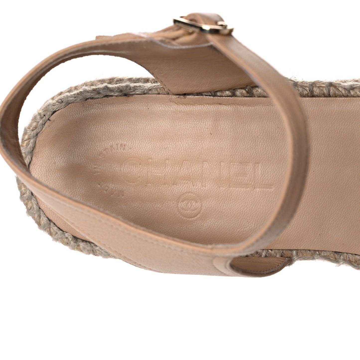 Lambskin Cap Toe CC Espadrille Sandals 42 Beige Black