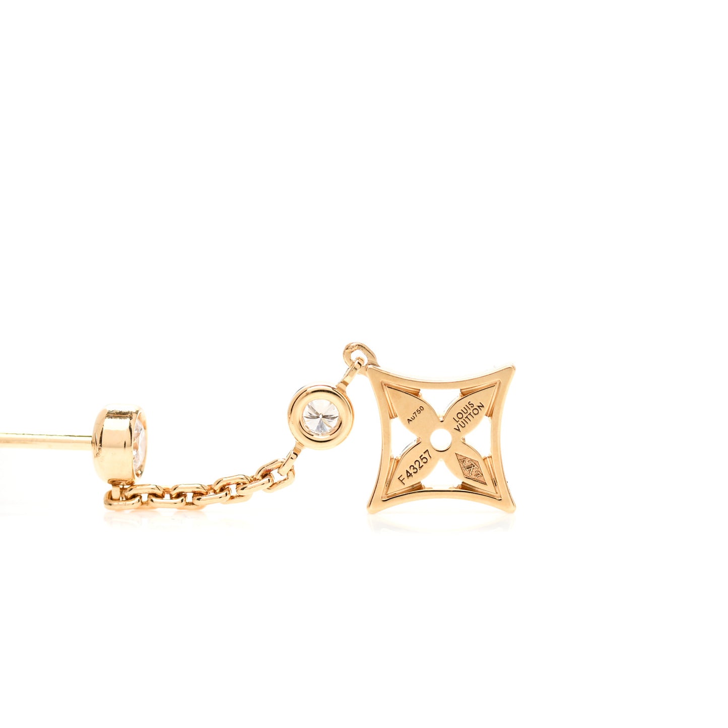 18K Yellow White Pink Gold Diamond Blossom Long Drop Earrings