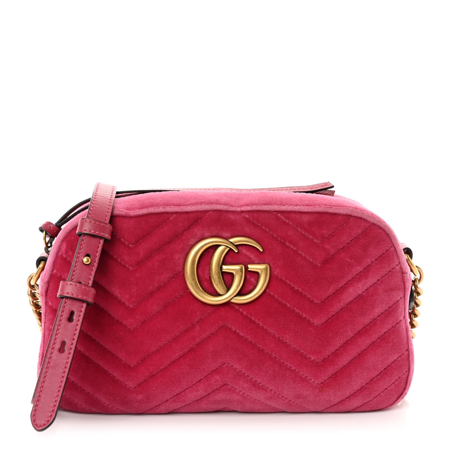 Gucci Velvet Matelasse Small GG Marmont Chain Shoulder Bag Light Raspberry Rose 1 of 10