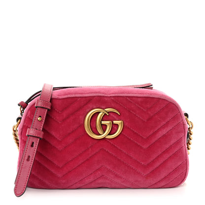Gucci Velvet Matelasse Small GG Marmont Chain Shoulder Bag Light Raspberry Rose 1 of 10