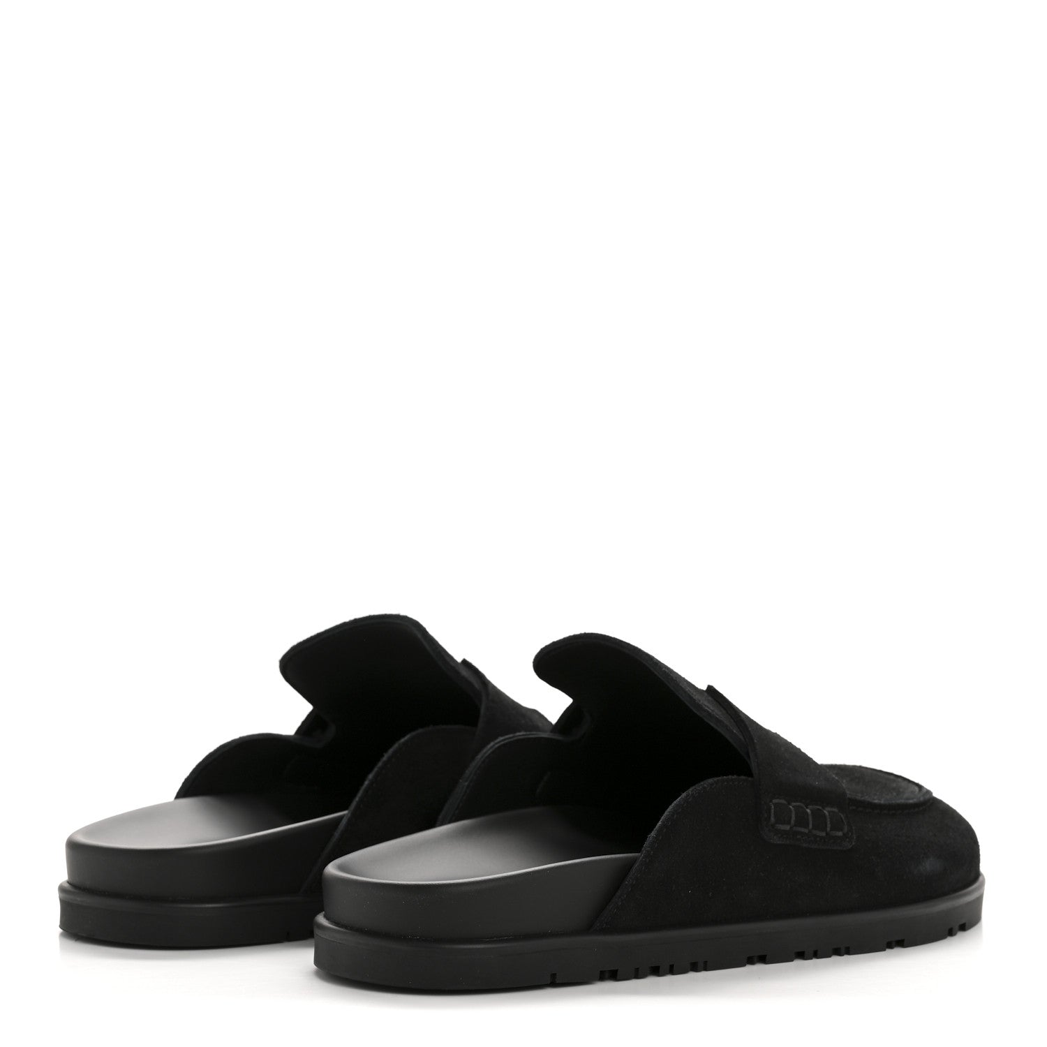 Hermes Suede Calfskin Go Mules 37.5 Black 5 of 10