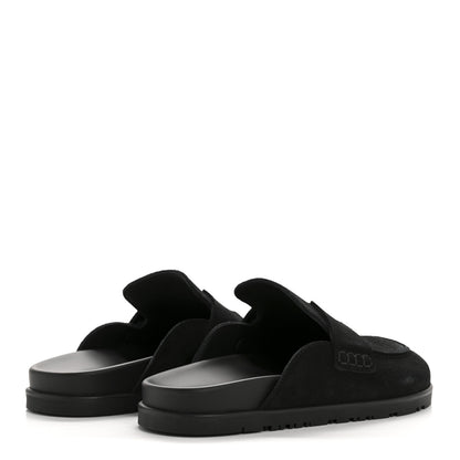 Hermes Suede Calfskin Go Mules 37.5 Black 5 of 10