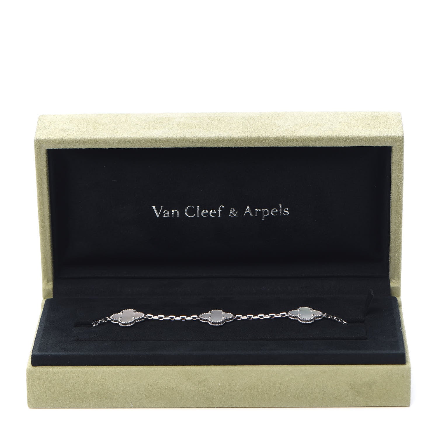 Van Cleef & Arpels 18K White Gold Mother of Pearl 5 Motifs Vintage Alhambra Bracelet 8 of 8