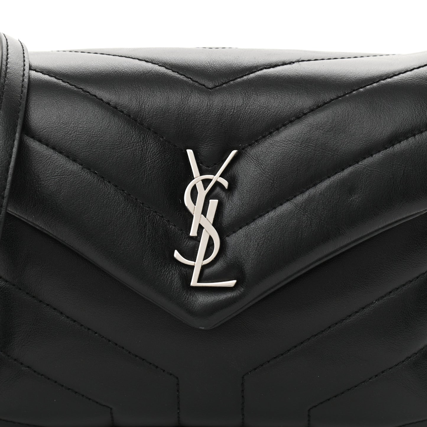Calfskin Y Quilted Monogram Toy Loulou Crossbody Bag Black