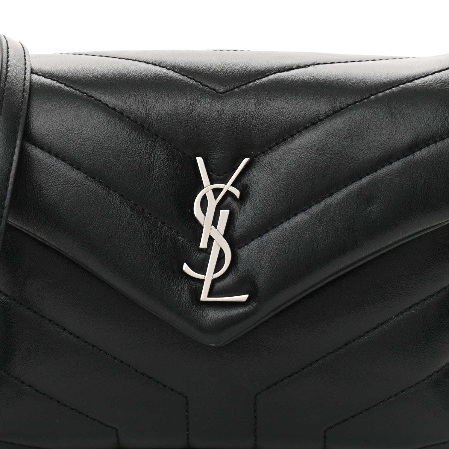 Saint Laurent Calfskin Y Quilted Monogram Toy Loulou Crossbody Bag Black 7 of 10