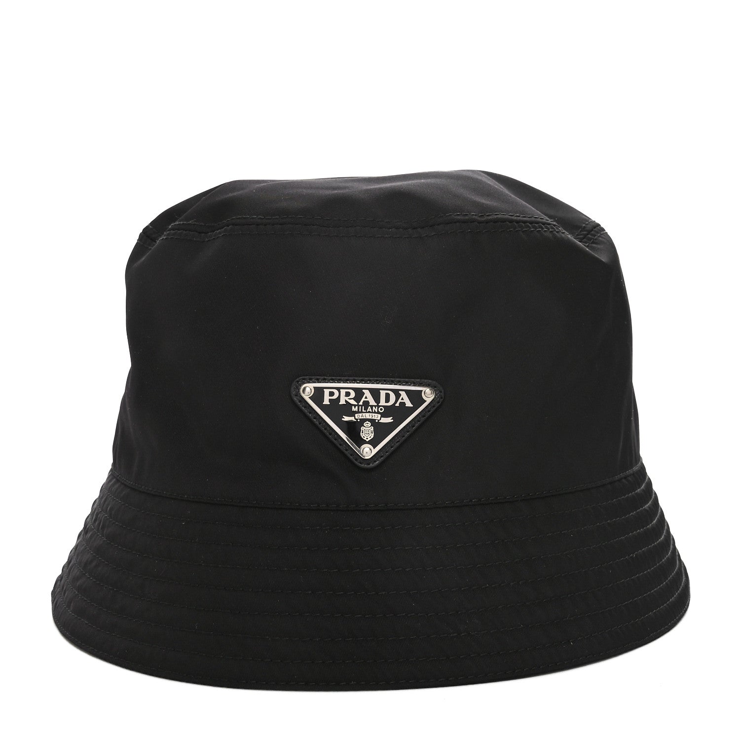 Prada Re-Nylon Metal Triangle Logo Womens Bucket Hat L Black 3 of 9
