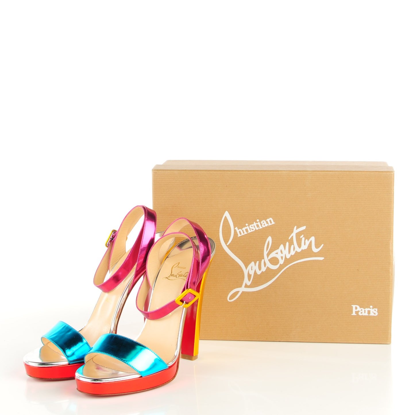 Metallic Specchio Calf Echasse 120 Platform Sandals 40 Multicolor
