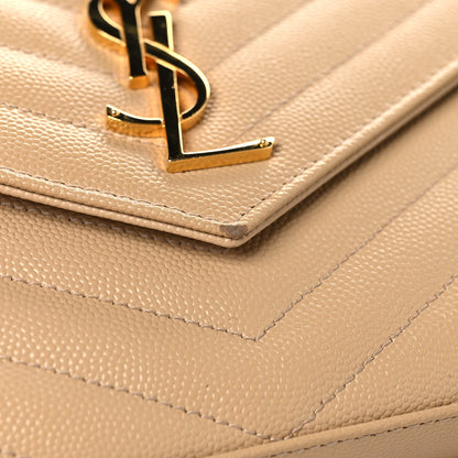 Saint Laurent Grain De Poudre Matelasse Chevron Monogram Chain Wallet Nude Powder 11 of 14