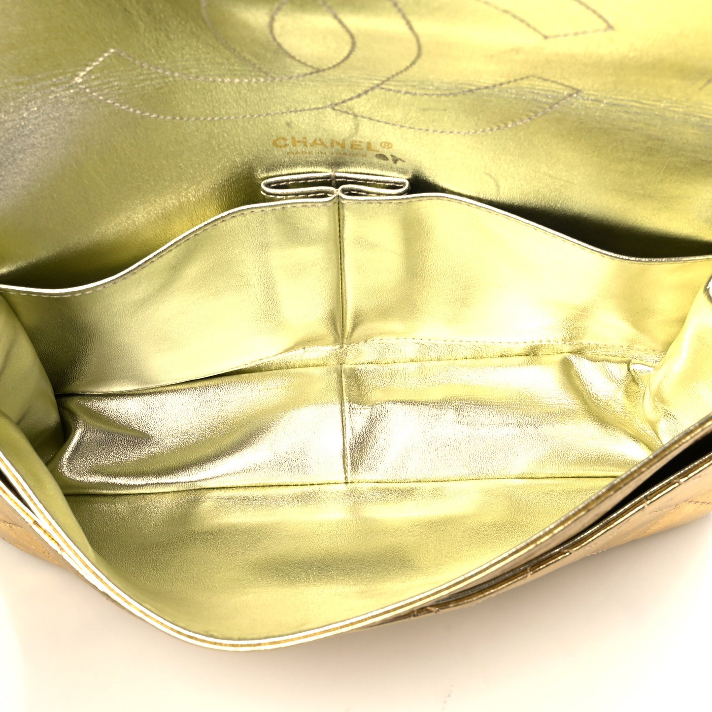 Metallic Aged Calfskin Quilted 2.55 Reissue 227 Flap Gold