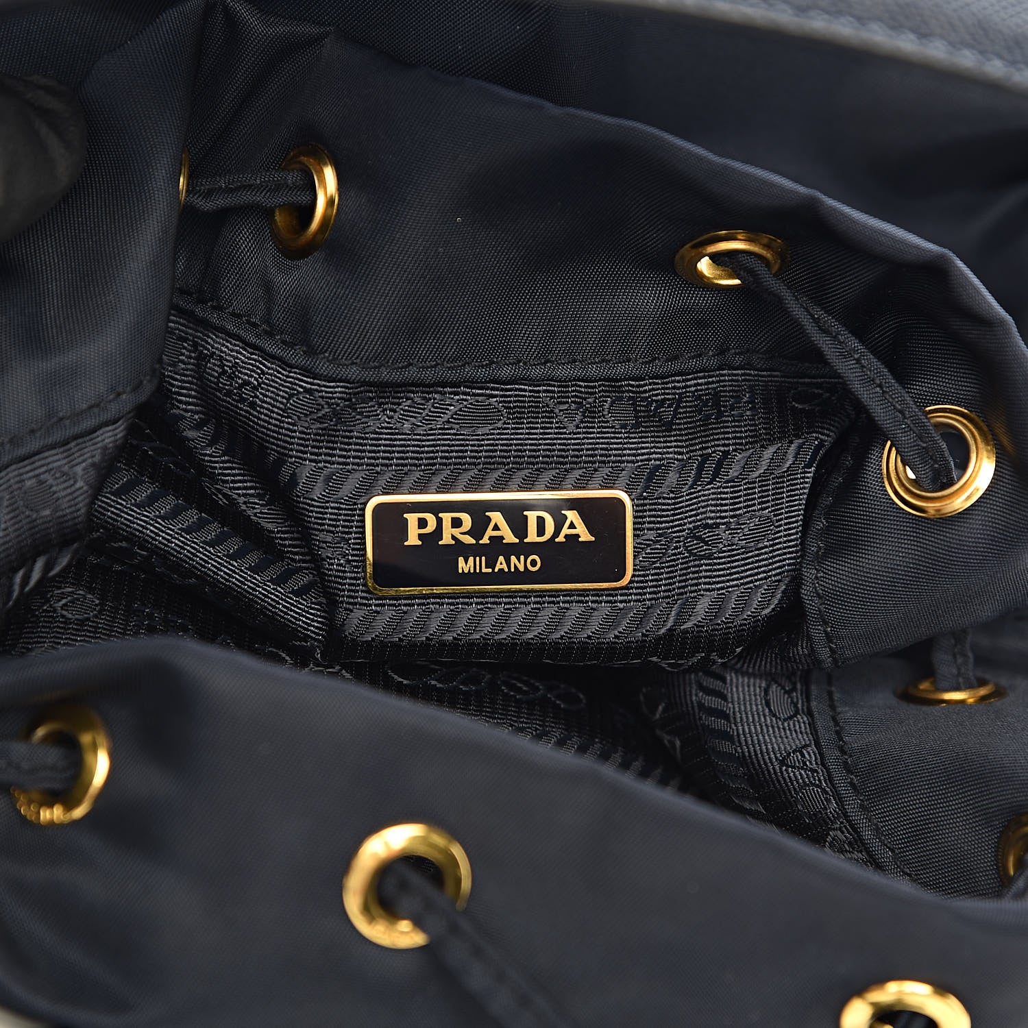 Prada Saffiano Tessuto Nylon Mini Bucket Crossbody Bag Blue 6 of 11