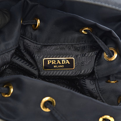 Prada Saffiano Tessuto Nylon Mini Bucket Crossbody Bag Blue 6 of 11