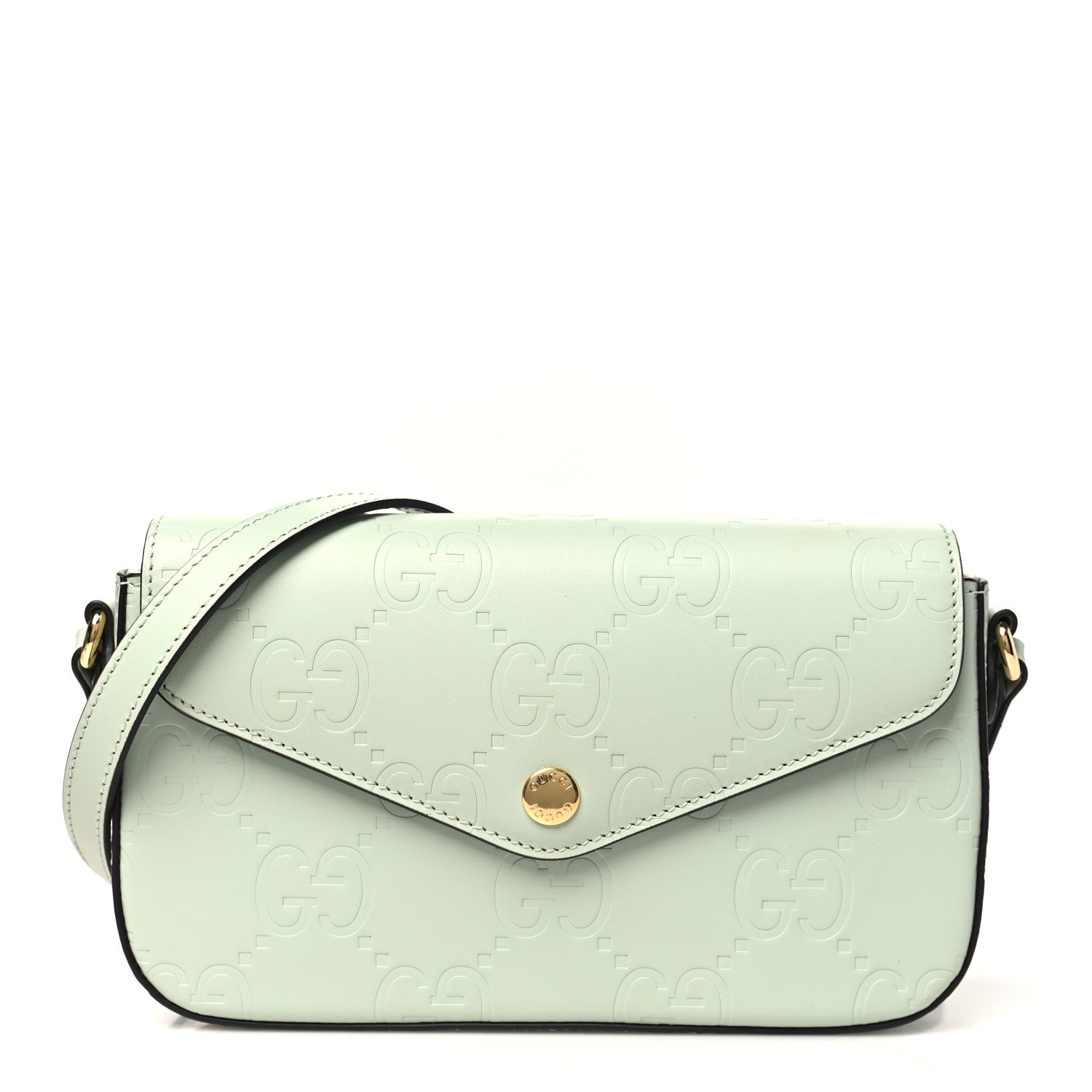 Gucci Calfskin GG Super Mini Shoulder Bag Pale Green 1 of 11