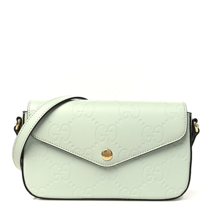 Gucci Calfskin GG Super Mini Shoulder Bag Pale Green 1 of 11