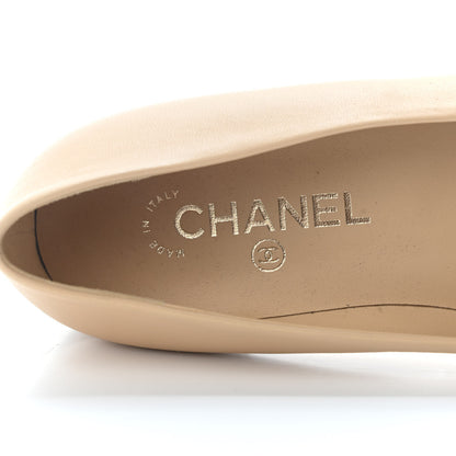 Chanel Lambskin Grosgrain Cap Toe Ballerina Flats 37.5 Beige Black 7 of 7