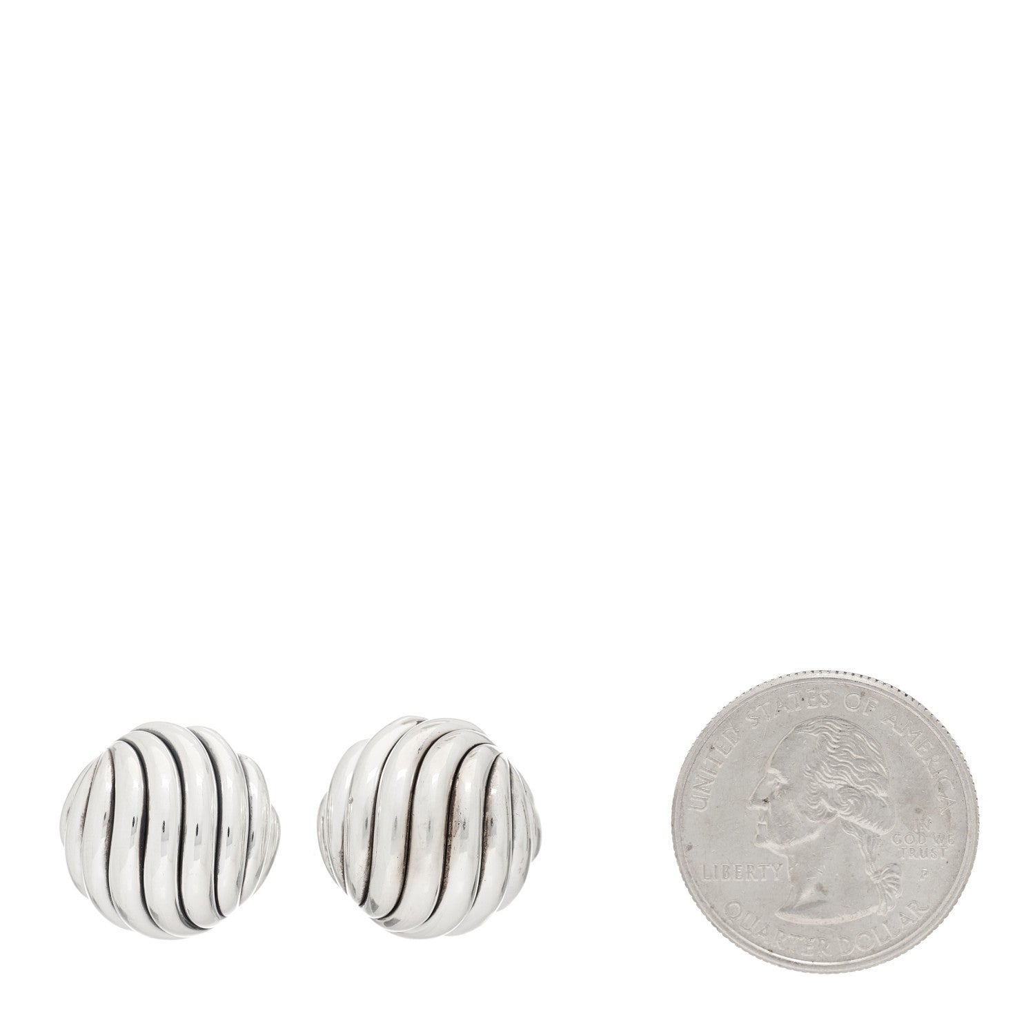 David Yurman Sterling Silver 17mm Sculpted Cable Stud Earrings 2 of 4