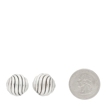 David Yurman Sterling Silver 17mm Sculpted Cable Stud Earrings 2 of 4