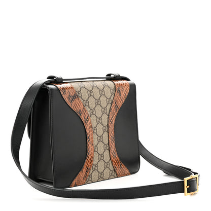 Gucci Nappa Elaphe GG Supreme Monogram Medium Osiride Shoulder Bag Black Bright Cuir Beige Ebony 3 of 10